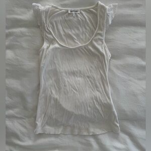 Cream Lace Accent Tank Top